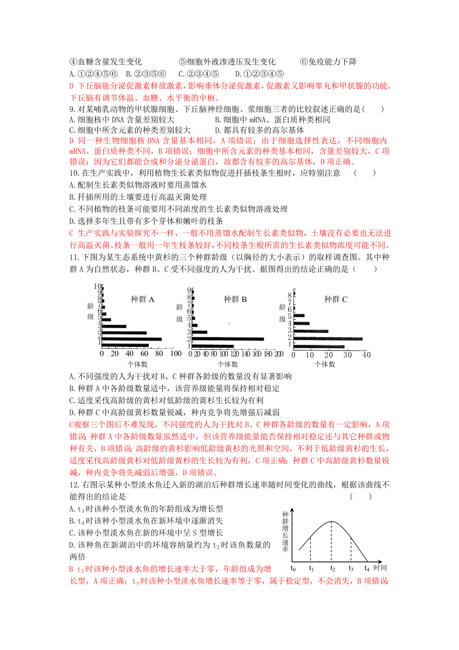 人教版高中生物必修3《稳态与环境》综合测试卷有解析.doc_第3页