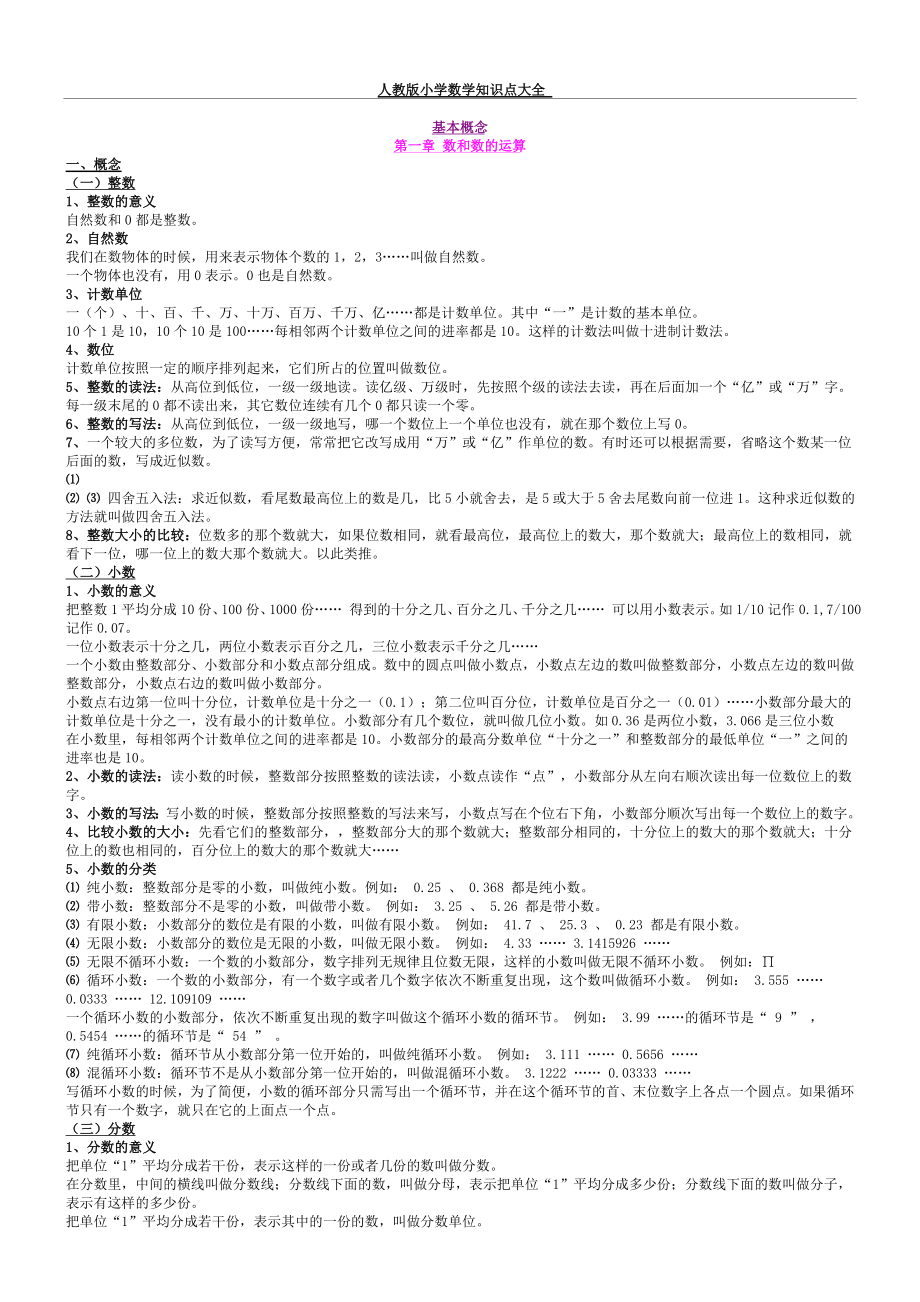 人教版小学数学知识点总结大全51583.doc_第1页