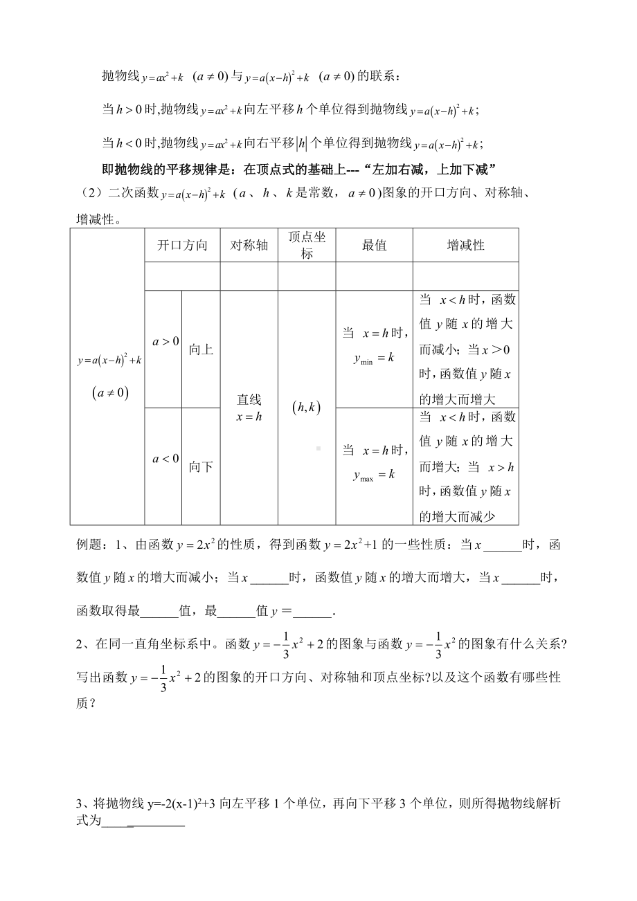 二次函数知识点及对应习题.docx_第2页