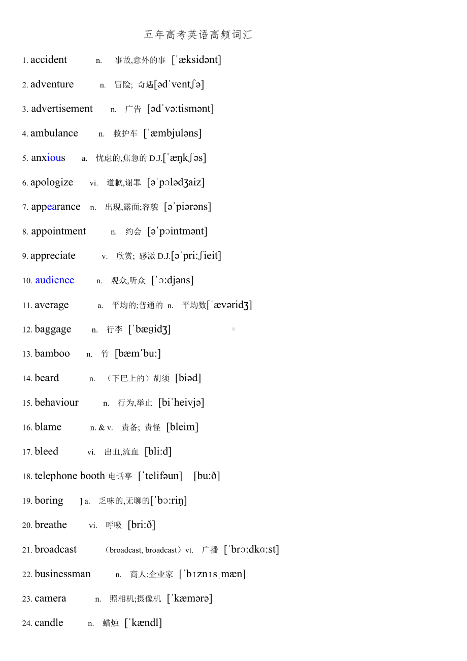 五年高考英语高频词汇带音标[整理版].doc_第1页