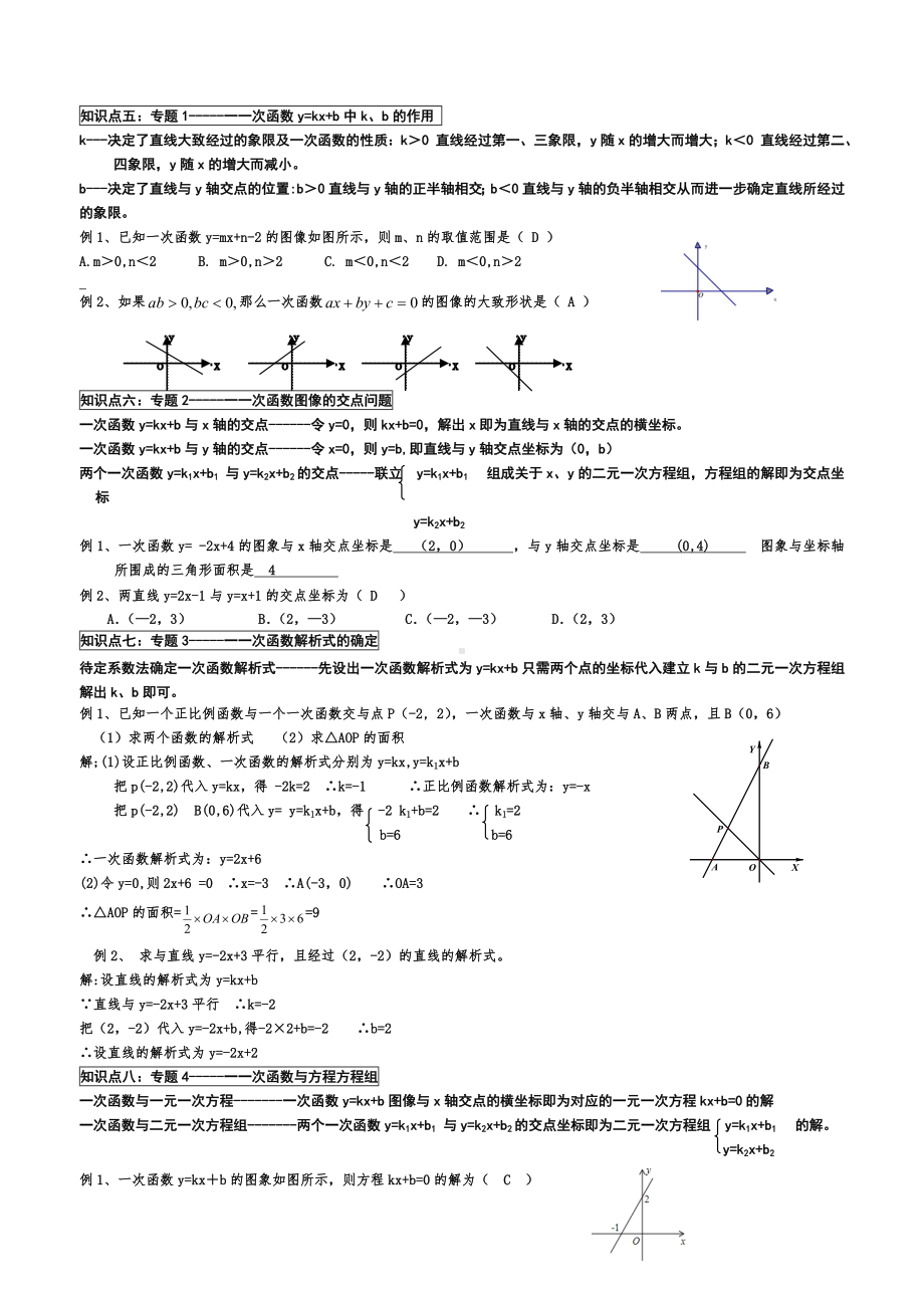 一次函数知识点总结与典型例题知识讲解.doc_第2页