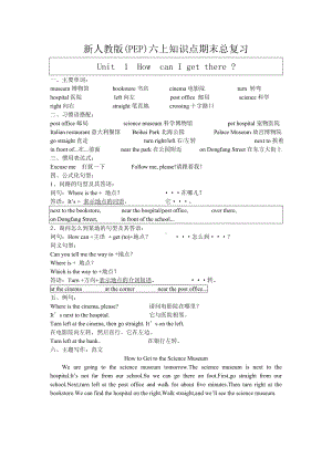 PEP人教版小学英语六年级上册复习全册复习.doc