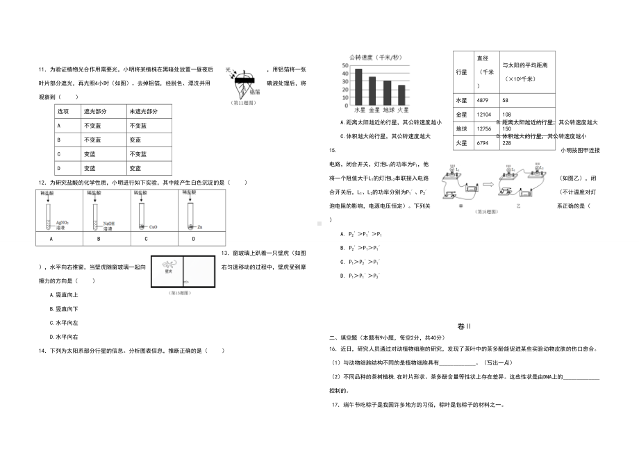 2019年温州市中考科学试题及答案.doc_第2页