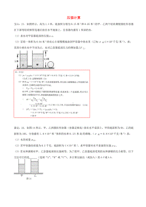 上海市2019届中考物理一模试卷分类汇编：压强计算-含答案.doc