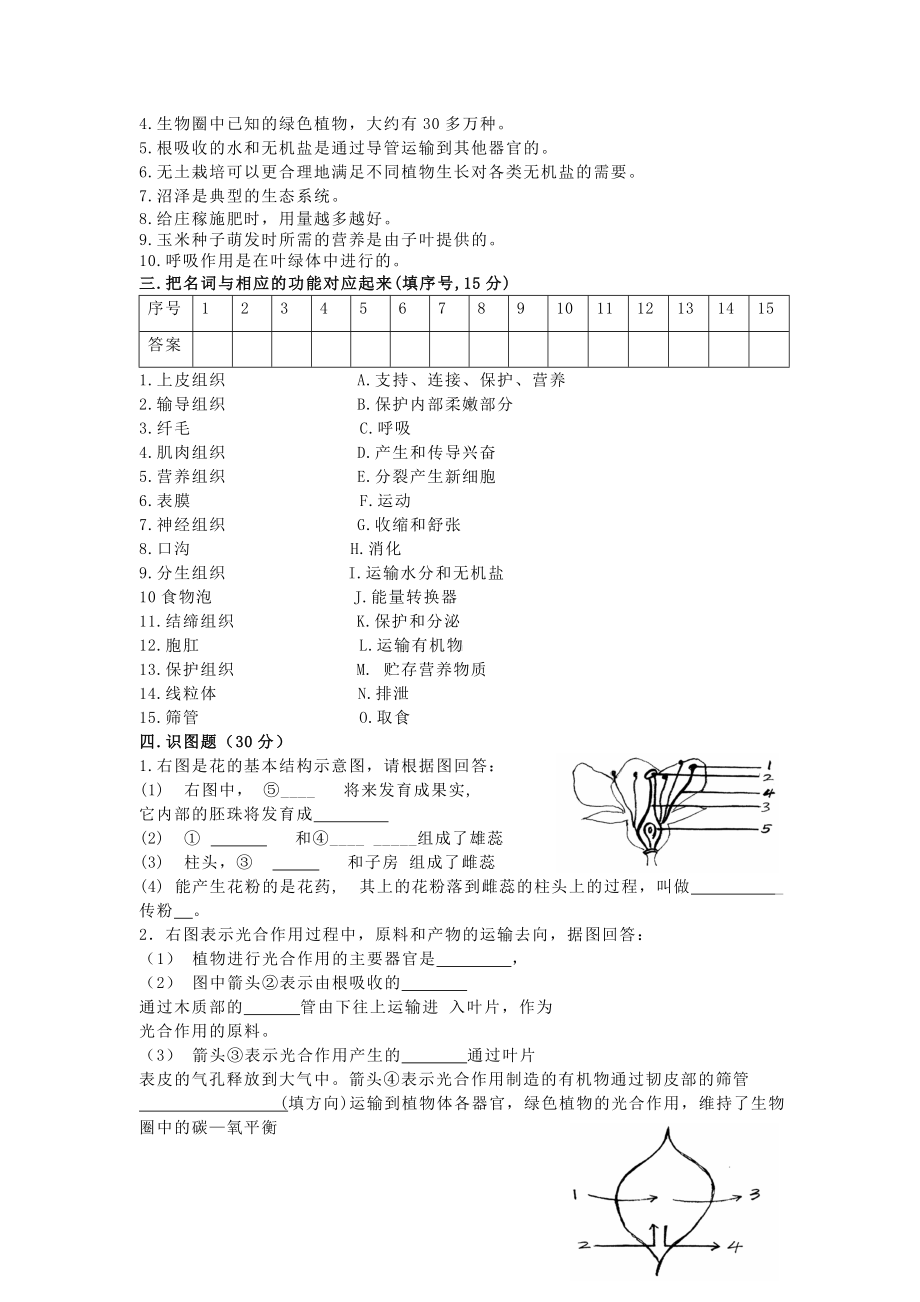 七年级生物上册期末试卷.doc_第3页