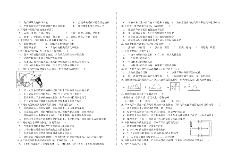 (完整版)高二上学期生物期末考试试题.doc_第2页