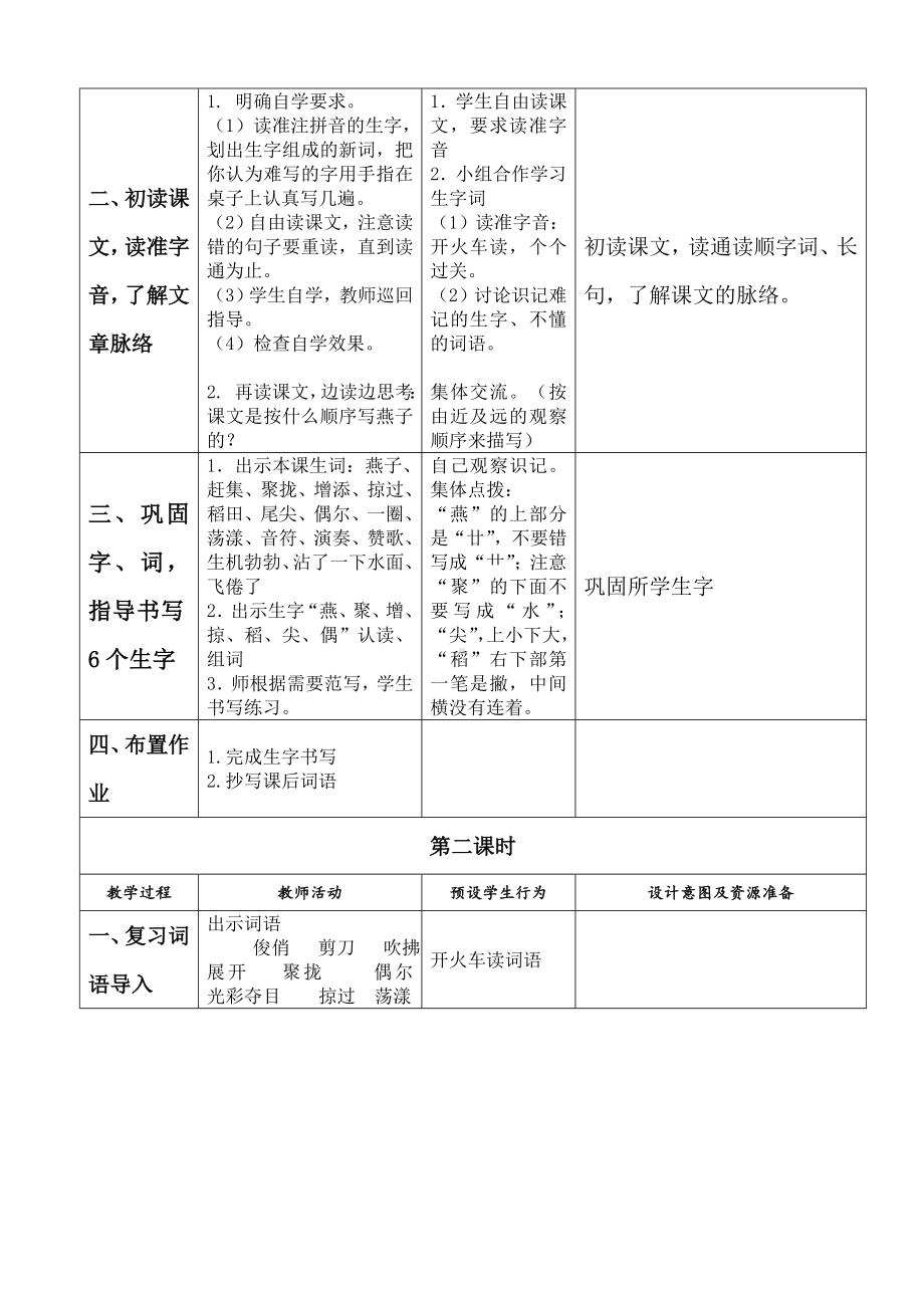 人教版三年级语文下册教学设计表格式(全册免排版).doc_第3页