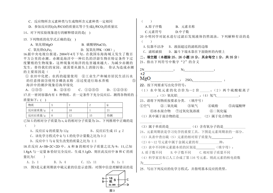 人教版九年级化学第一至五单元测试题.doc_第2页