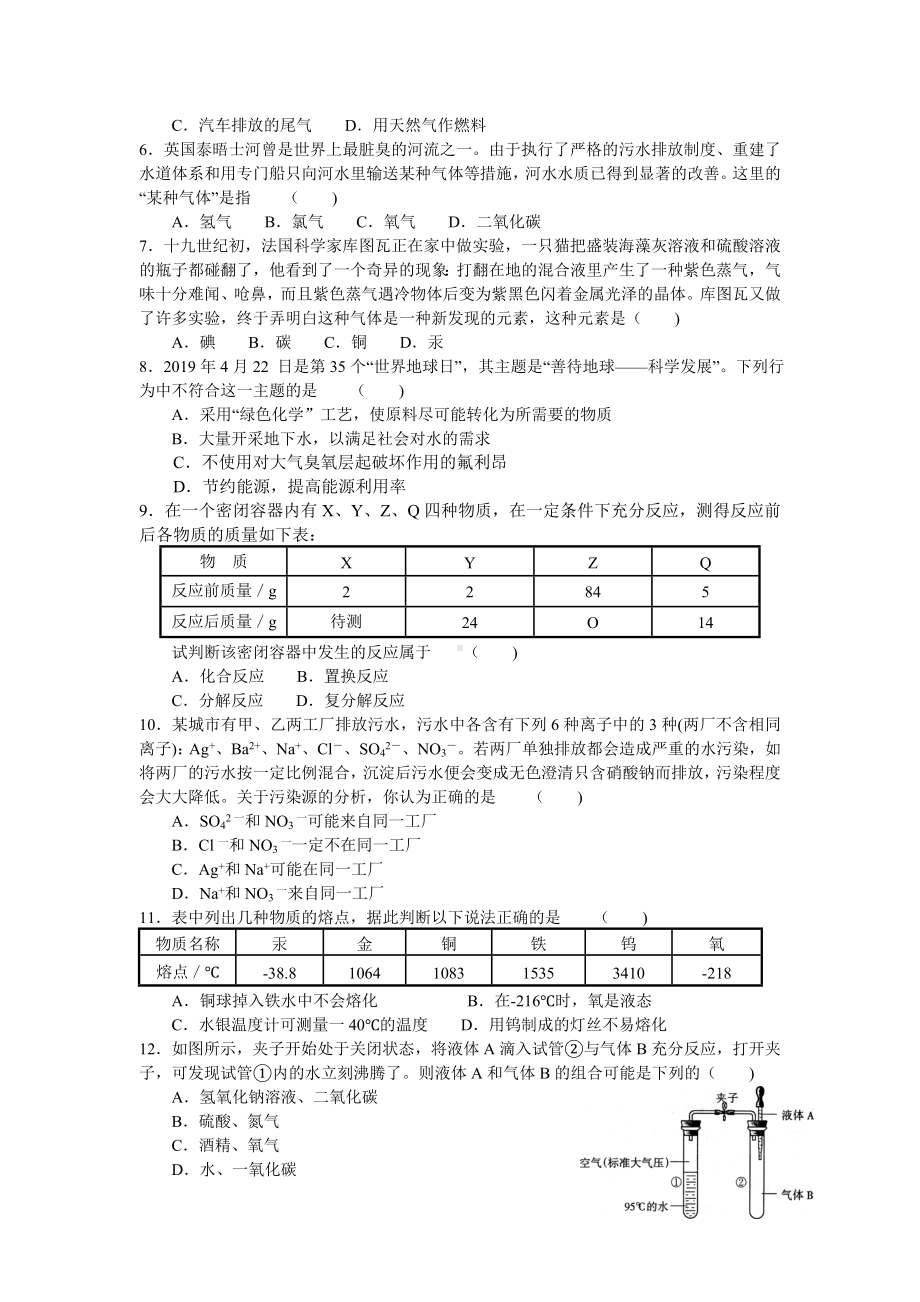 2019年全国初中学生化学素质和实验能力竞赛复赛试题.doc_第2页