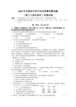 2020年全国初中学生化学竞赛初赛试题.doc