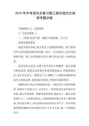 2019年中考语文总复习第三部分现代文阅读专题训练.docx