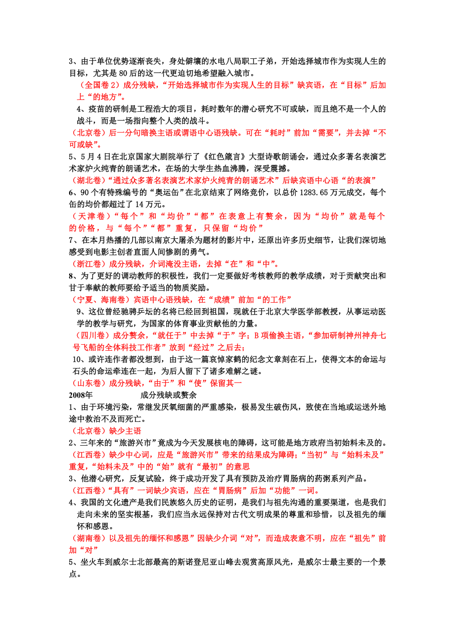 (完整版)高考病句成分残缺赘余练习题及答案.doc_第3页