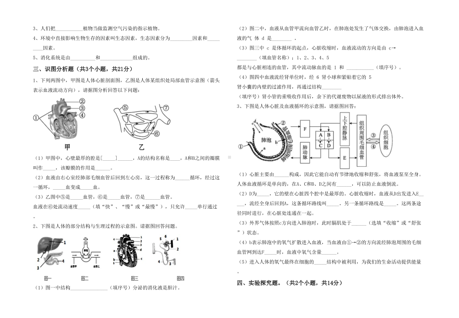 人教版七年级下册《生物》期末考试及答案（完整版）.doc_第3页