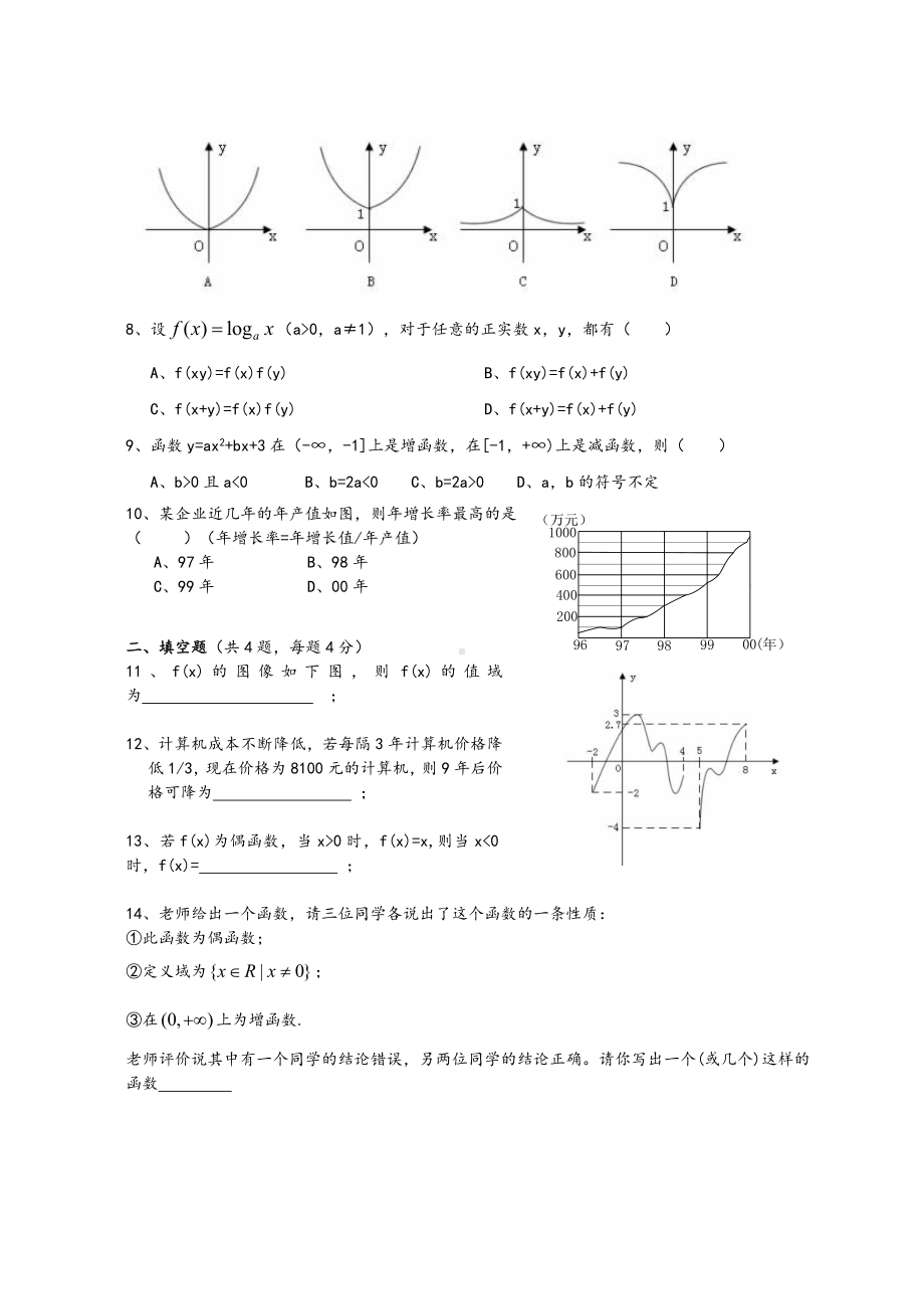 (完整版)高一数学必修一期末试题及答案解析.doc_第2页