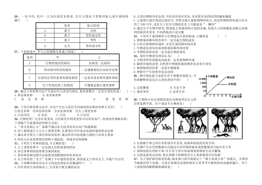 (完整版)高中生物必修二考试试题(含答案).doc_第3页