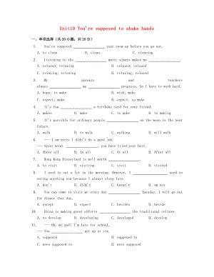 九年级英语全册Unit-10-You're-supposed-to-shake-hands同步练习-新版人教新目标版.doc
