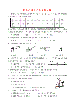 九年级物理-简单机械和功单元测试题-苏科版.doc