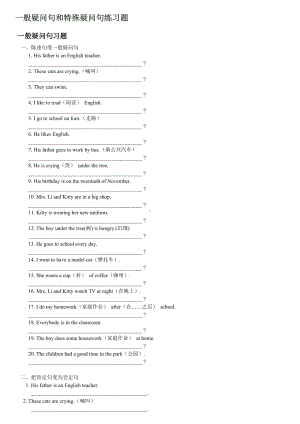 一般疑问句和特殊疑问句练习题-(2).doc