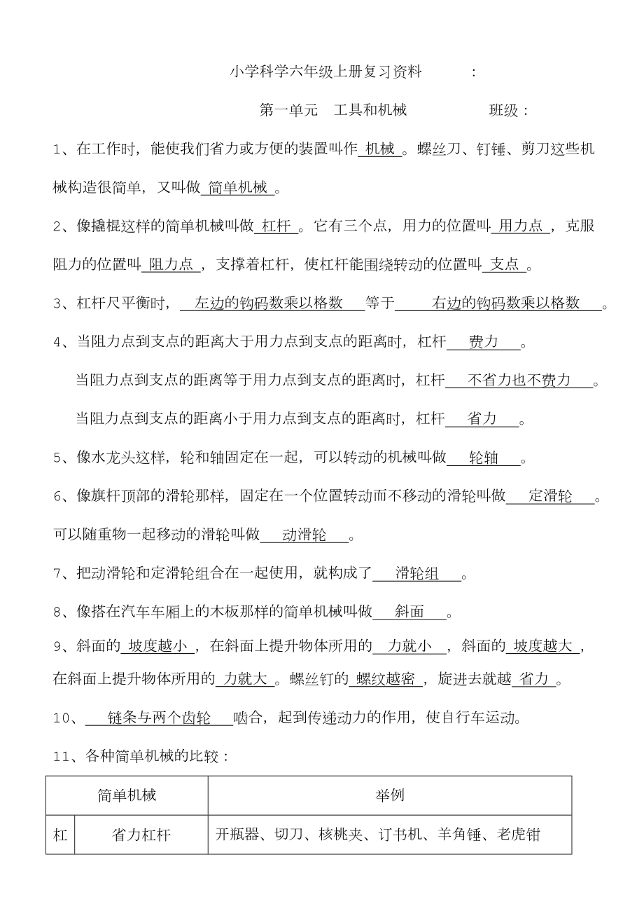 人教版六年级(上册)科学知识点复习(修订精华版).doc_第1页