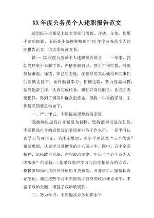 XX年度公务员个人述职报告范文.docx