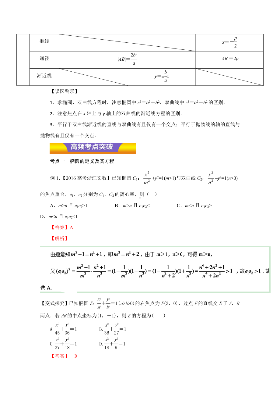 专题13圆锥曲线(教学案)详解.doc_第2页