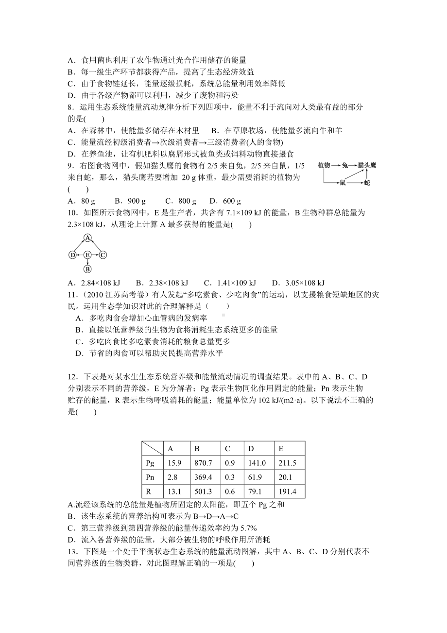 (完整版)高考生物材料—生态系统的能量流动习题.doc_第2页