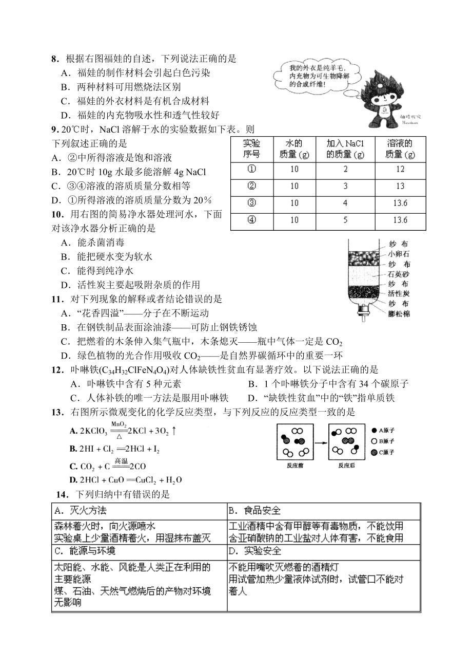 2020年广东省中考化学试题及答案.doc_第2页