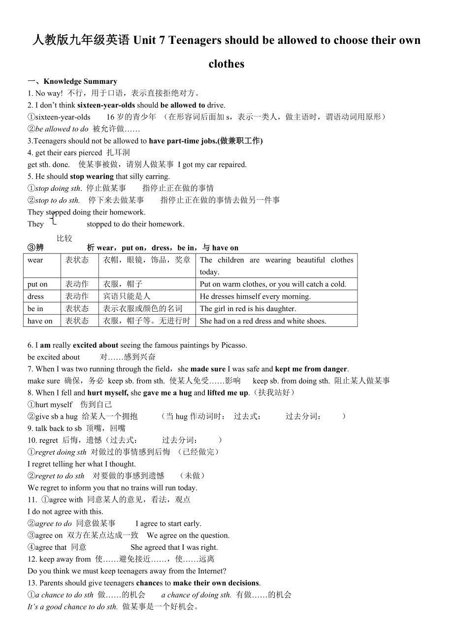 人教版九年级英语Unit7知识点和测试练习.doc_第1页