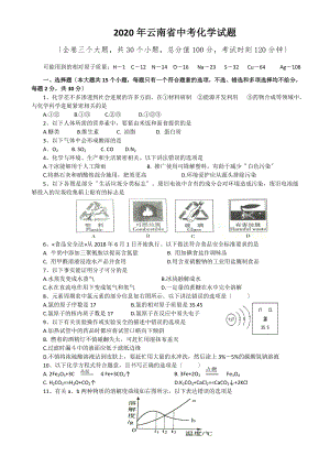 2020年云南省中考化学试题.doc