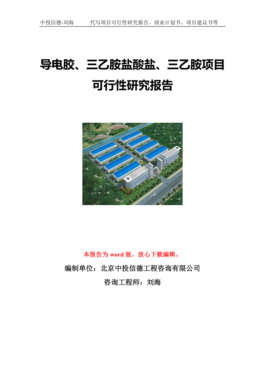 导电胶、三乙胺盐酸盐、三乙胺项目可行性研究报告写作模板立项备案文件.doc_第1页