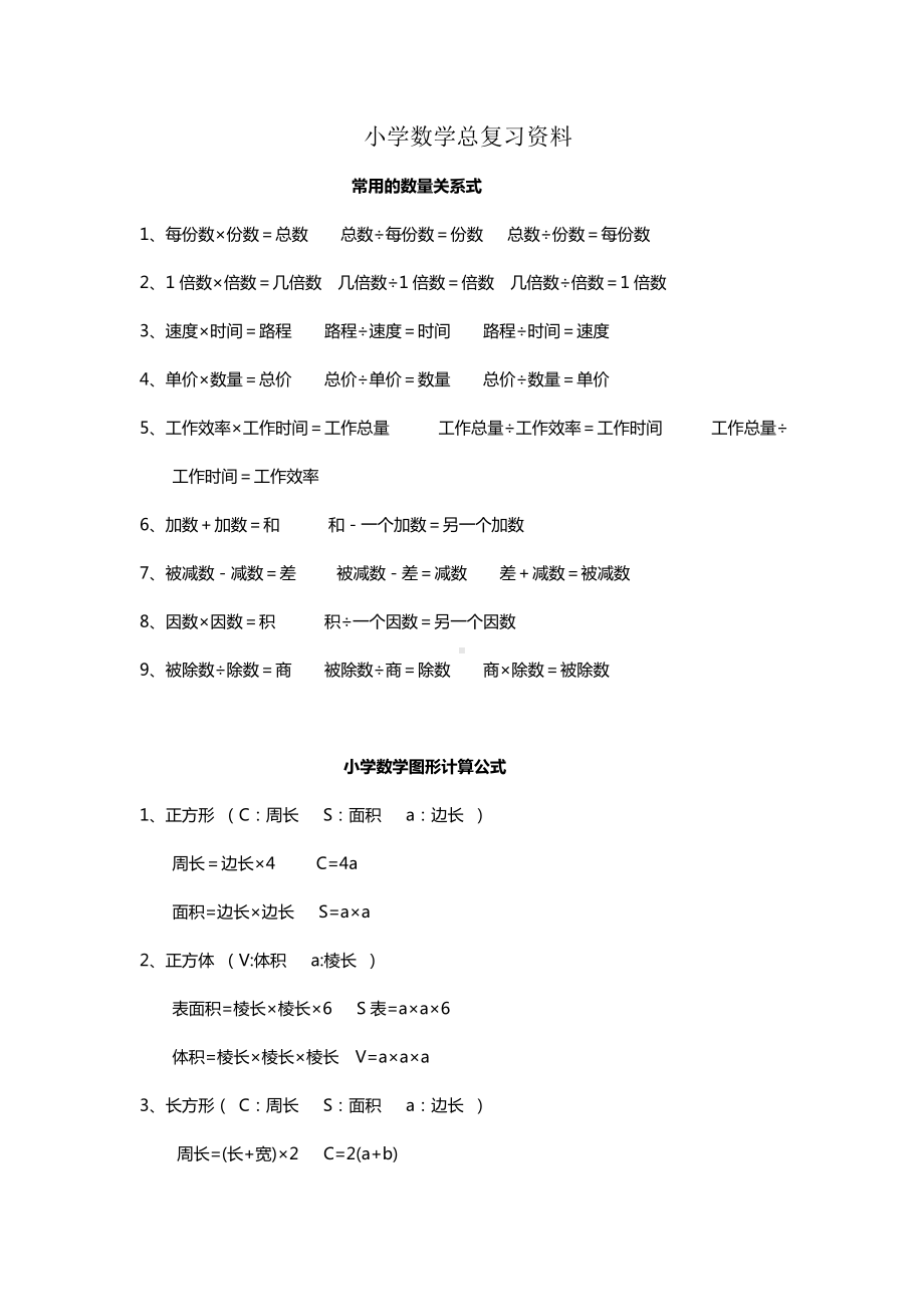 人教版小学六年级数学总复习资料.doc_第1页