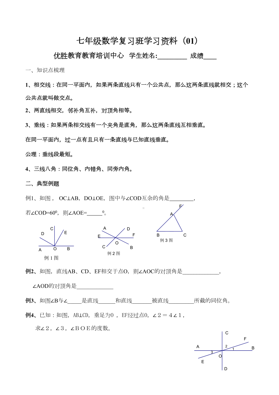 人教版初一数学下册全册复习资料学习资料.doc_第2页