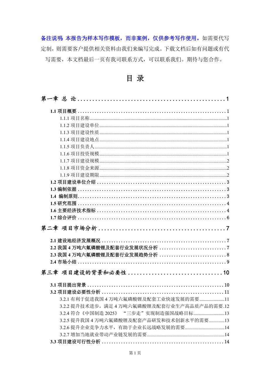 4万吨六氟磷酸锂及配套项目可行性研究报告写作模板立项备案文件.doc_第2页