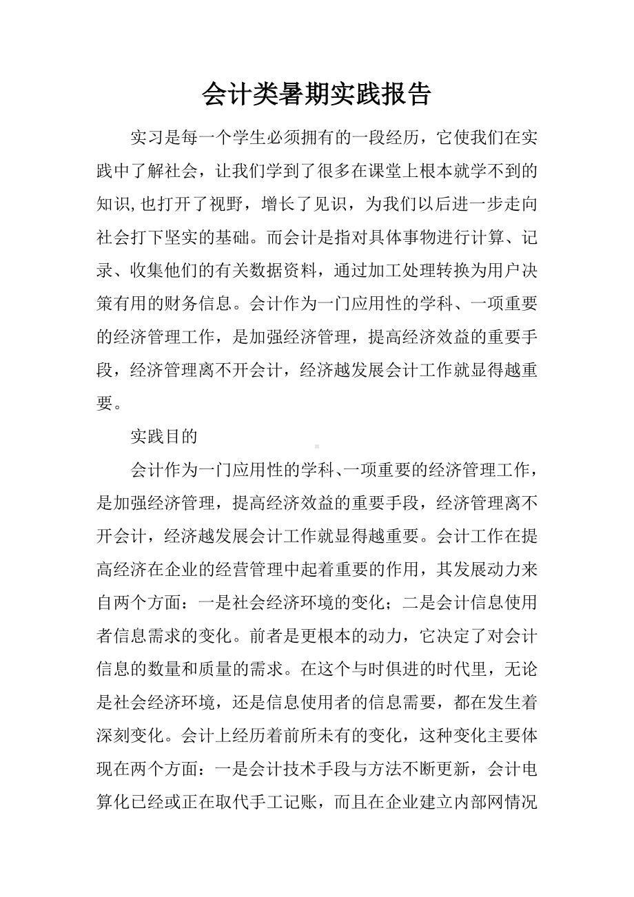 会计类暑期实践报告.docx_第1页