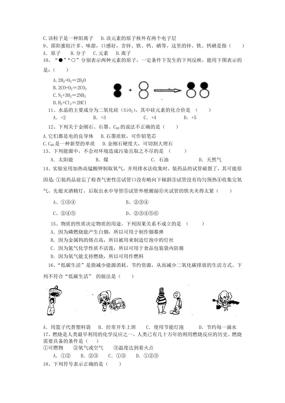 九年级上学期化学期末测试卷.doc_第2页