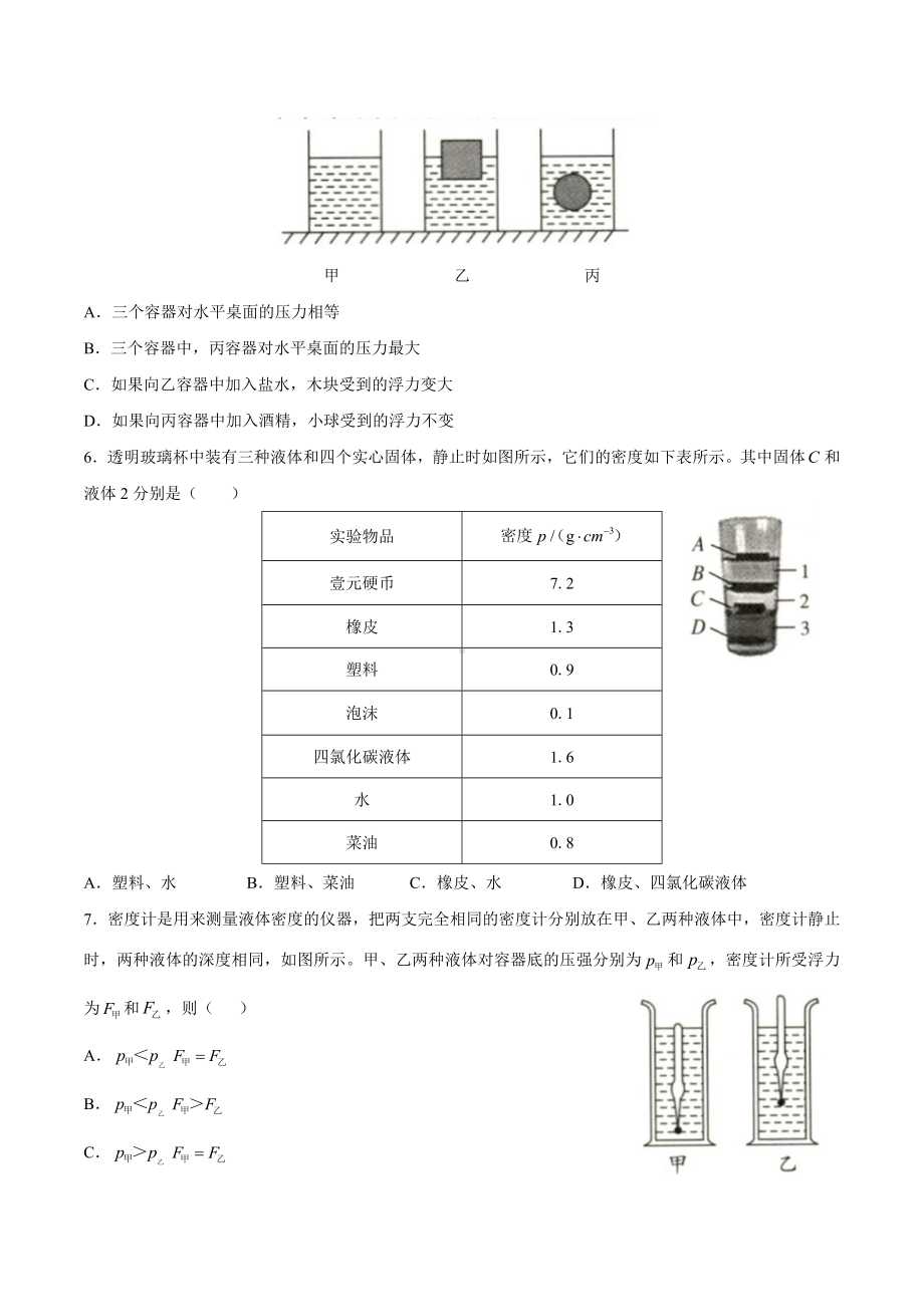 人教版八年级物理下第十章测试卷02及答案.docx_第2页