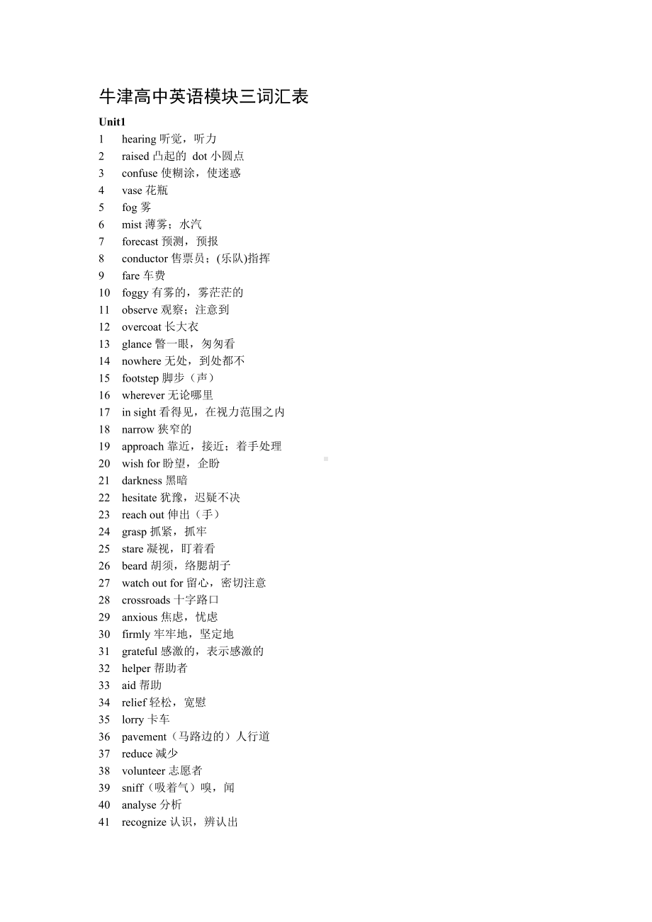 (完整版)牛津高中英语模块三词汇表.doc_第1页