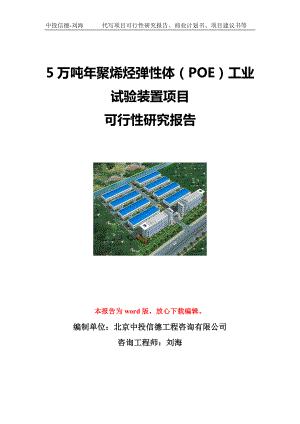 5万吨年聚烯烃弹性体（POE）工业试验装置项目可行性研究报告写作模板立项备案文件.doc