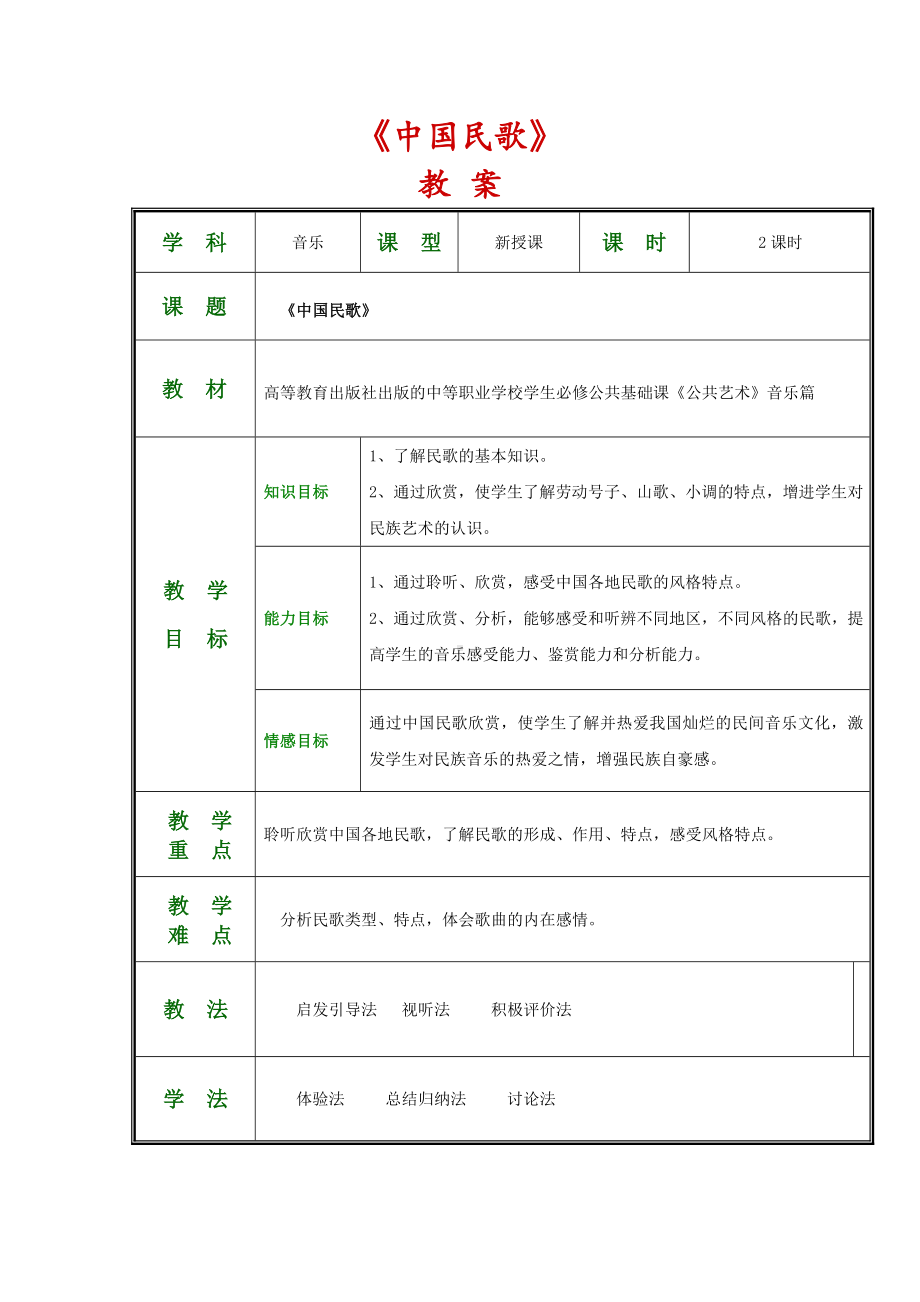 《公共艺术音乐篇》全套教案新部编本(第二单元美妙的歌声).docx_第2页