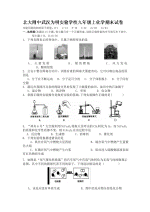 [中考化学]湖北省武汉市某中学九年级上学期期末考试化学试题.doc