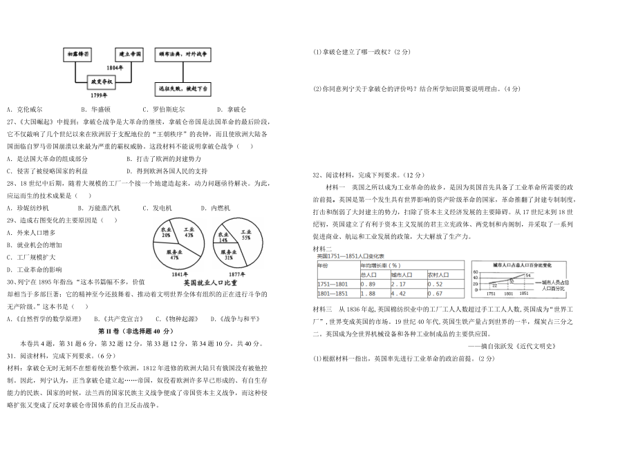 人教部编版九年级世界史上册综合考试测试卷.docx_第3页