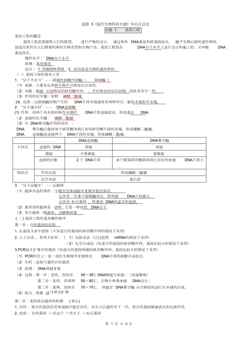 人教版高中生物选修三知识点总结(详细).doc_第1页