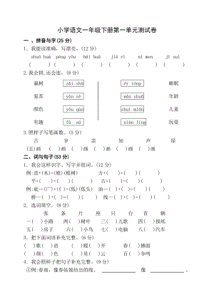 2021年人教版人教版一年级下册语文单元测试卷全套.doc