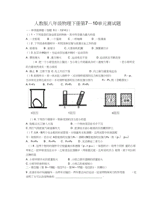 人教版八年级物理下册第7—10单元测试题及答案.docx