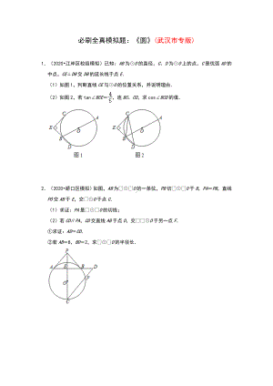 2020年九年级数学中考全真模拟题：《圆》(武汉市专版)(解析版).doc