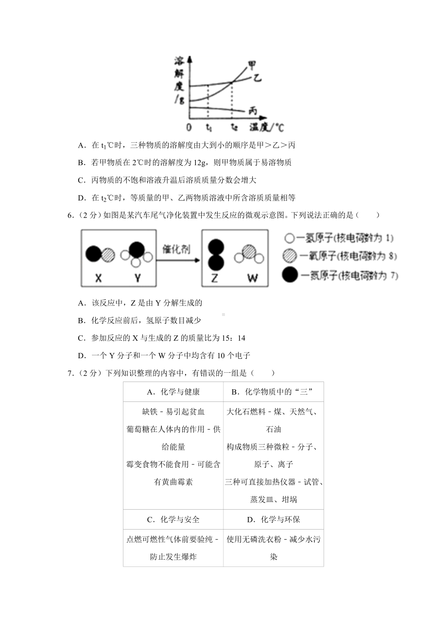 2019年江苏省宿迁市中考化学试卷(含答案).doc_第2页