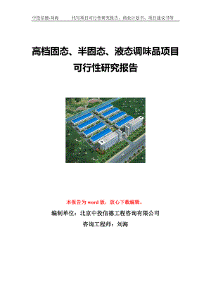 高档固态、半固态、液态调味品项目可行性研究报告写作模板立项备案文件.doc