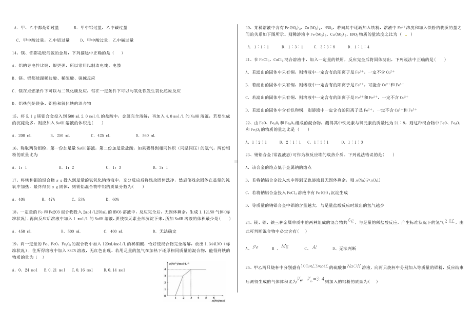 (完整版)金属及其化合物练习题.doc_第2页