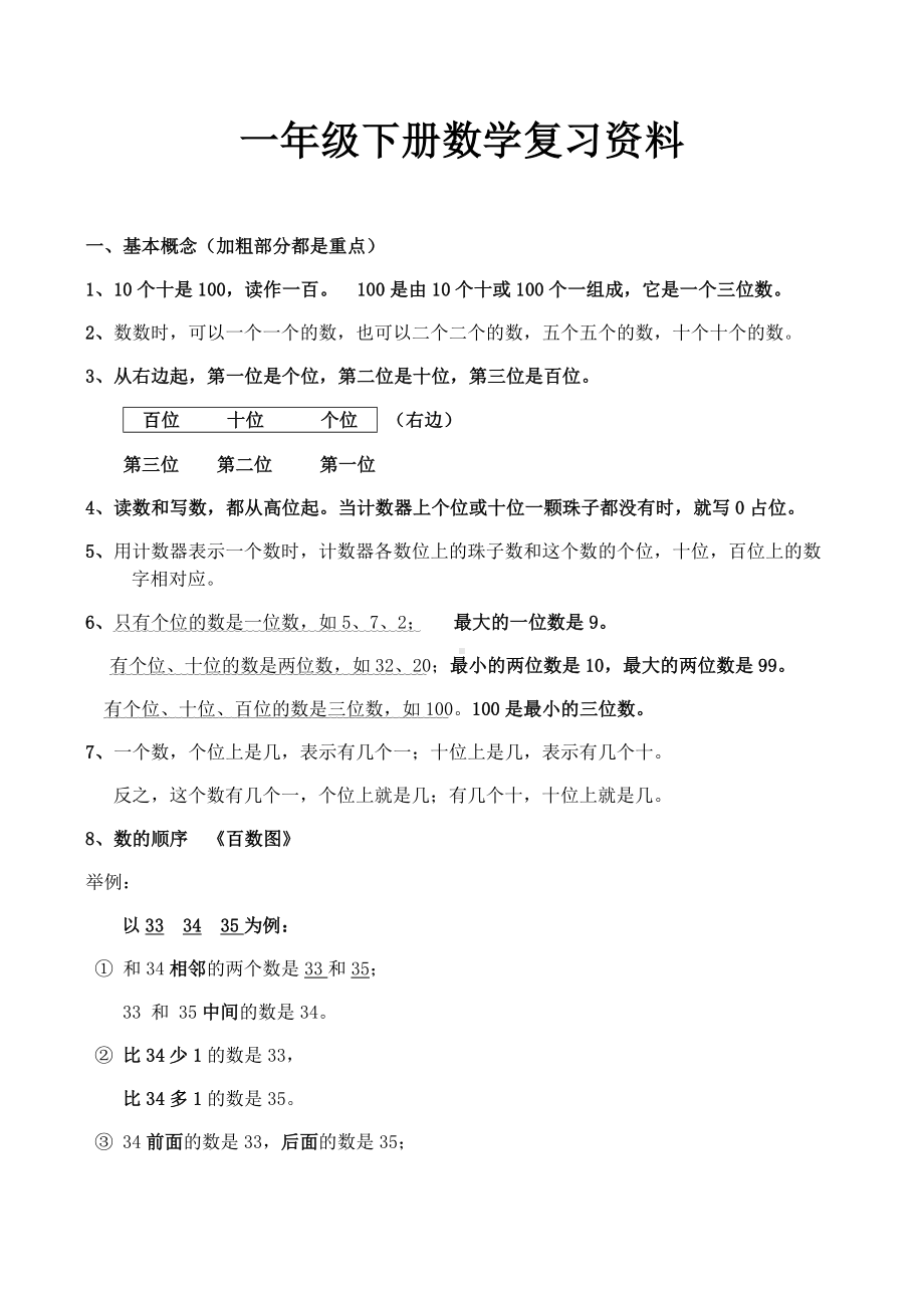 一年级下册数学复习资料.docx_第1页