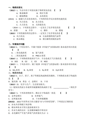 人教版初中化学--中考33个考点真题练习资料.doc